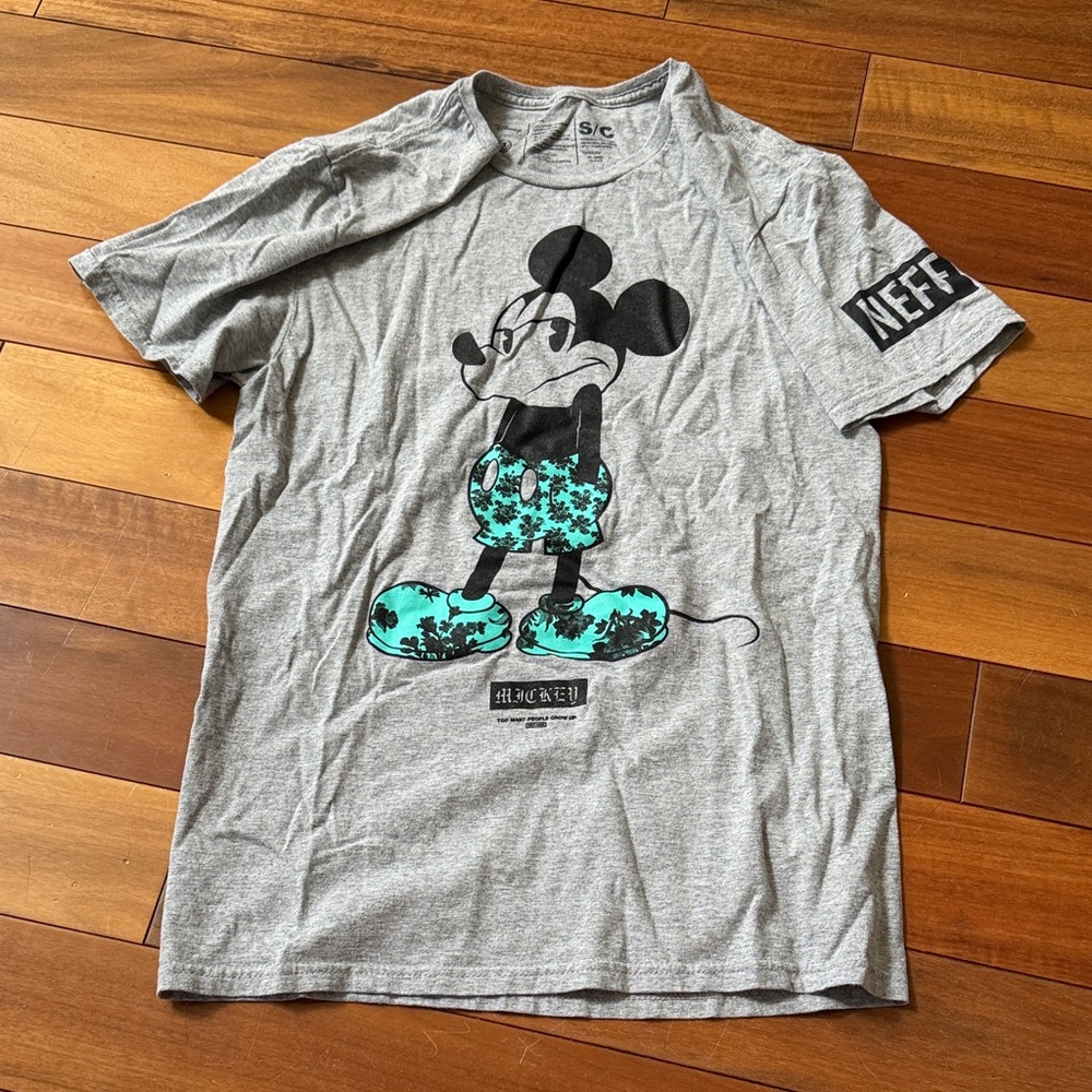 Disney Gray Tee with Mickey Mouse and Teal Accents